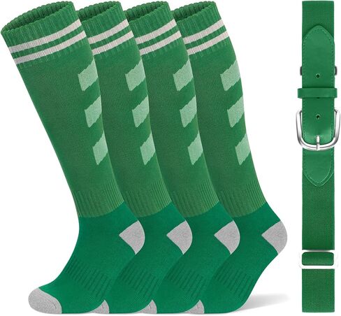 Ludaro Baseball Soccer Socks for Boys Girls, Toddler Knee High Football Softball Athletic Socks Belt Combo Set for Kids Youth in Saudi Arabia