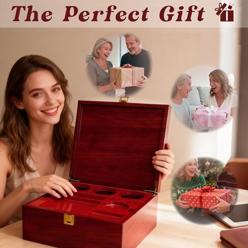 Wooden Box Large Decorative Wood Storage Box with Lock, Handmade Wood crate with Hinged Lid and Locking Key, Premium Wooden Keepsake Box Set as Great Gift Choice 9.7 X 9.3 X 4.2 Inches (Wine Red) in Saudi Arabia