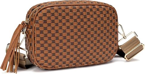 AMZFROG Small Checkered Crossbody Bag for Womenl Cute Vegan Leather Purses Trendy Shoulder Handbags Wide Strap in Saudi Arabia