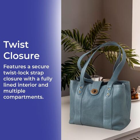 Twist Lock Leather Bag for Women, Ladies Shoulder Purse, Handbag with Multiple Pockets, Magnetic Snap Closure in Saudi Arabia