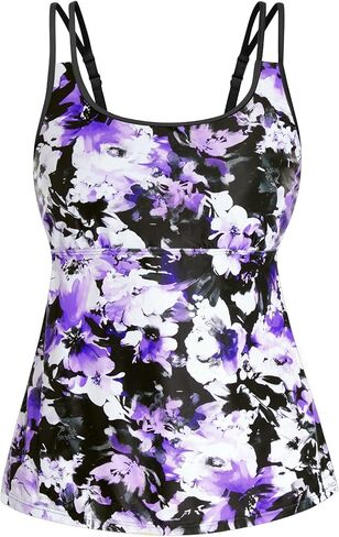 Women Swim Tankini Top Only - Tummy Control Bathing Suit Top Double Strap Swimwear Top Loose Fit 2025 in Saudi Arabia