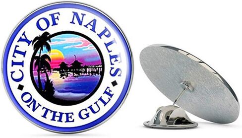 NYC Jewelers Round Naples City Seal (Florida fl Gulf) Metal 0.75" Lapel Hat Pin Tie Tack Pinback in Saudi Arabia