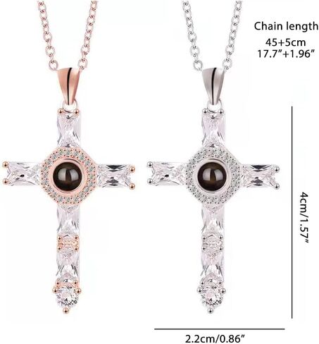 تايبينغ ليك كريتف كروس بروجيكتور قلادة قلادة كريستال كروس لورد صلاة الصليب قلادة للأصدقاء هدية الأب والأم والآباء، ذهبي وردي in Kuwait