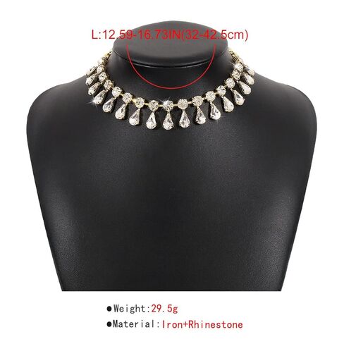 Chargances Glitter Gemstone Pendant Choker Necklace Boho Crystal Rhinestone Collar Necklace Jewelry for Women Gift Party (Gold) in Saudi Arabia
