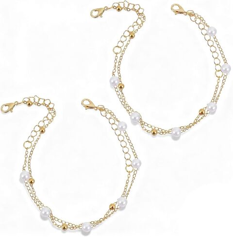 Sorcristy Pearl Bracelets for Women, Gold Bracelet Stack Bridal Jewelry Wedding Accessories Elegant Bride Bracelet Gift for Women in Saudi Arabia