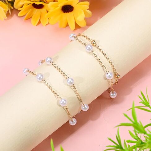 Sorcristy Pearl Bracelets for Women, Gold Bracelet Stack Bridal Jewelry Wedding Accessories Elegant Bride Bracelet Gift for Women in Saudi Arabia