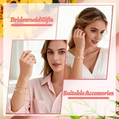 Sorcristy Pearl Bracelets for Women, Gold Bracelet Stack Bridal Jewelry Wedding Accessories Elegant Bride Bracelet Gift for Women in Saudi Arabia