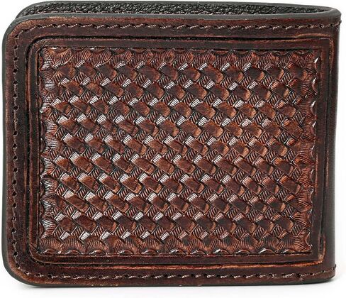 Illy Genuine Full Grain Leather Handtooled Hipster Wallet Floral Bi-Fold, Credit Card in Saudi Arabia