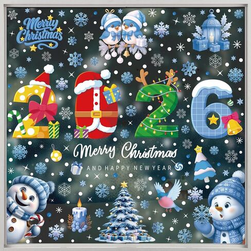 Christmas Window Clings Cute Dog Window Stickers Christmas Tree Snowflake Candy Reusable Double Sided Stickers for Winter Xmas Home Party Decorations Window Decals 143Pcs 6Sheet in Saudi Arabia