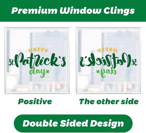 Doneace 92PCS St Patricks Day Window Cling Sticker, 9 Sheets Green Shamrock Truck Golden Coins Reusable Window Decal for St Patricks Day Party Supplies Decoration in Kuwait