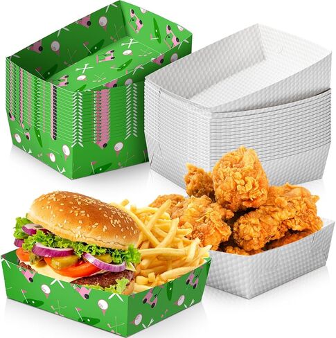 Sawysine 36 Pack Golf Party Favors Large Golf Plates 5lb Paper Trays Serving Tray Golf Party Nachos Food Boats Disposable Golf Bowls for Carnival, Birthday, Golf Party Decorations in Kuwait