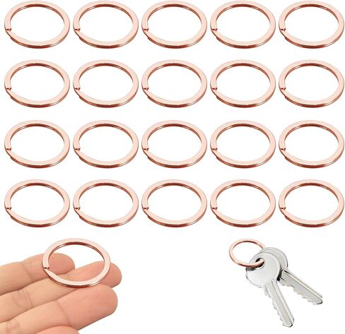 20 Pack Key Ring Keychain 1-1/4 inch (32mm) Diameter Metal Flat Split Key Chains Rings for Home Car Dog Tag Office Lanyards Keys Attachment (Rose Gold) in Saudi Arabia
