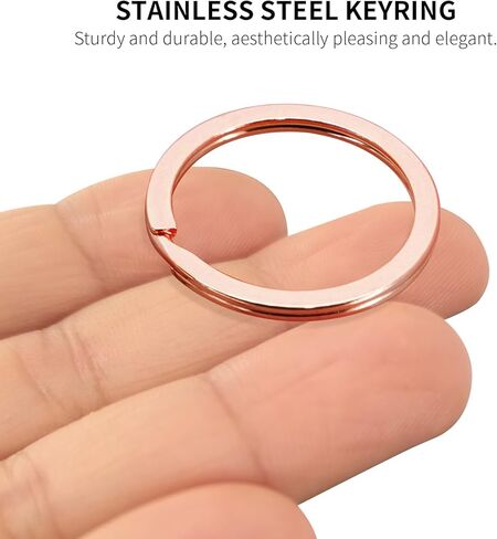 20 Pack Key Ring Keychain 1-1/4 inch (32mm) Diameter Metal Flat Split Key Chains Rings for Home Car Dog Tag Office Lanyards Keys Attachment (Rose Gold) in Saudi Arabia