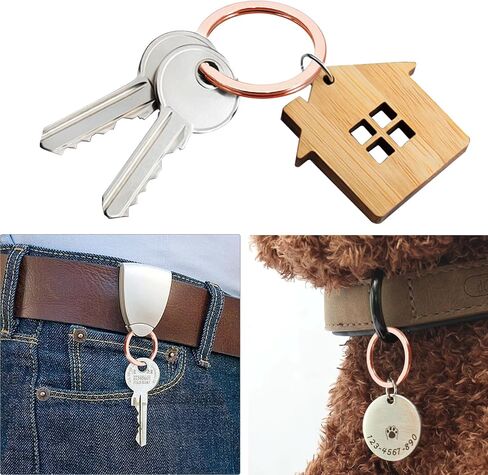 20 Pack Key Ring Keychain 1-1/4 inch (32mm) Diameter Metal Flat Split Key Chains Rings for Home Car Dog Tag Office Lanyards Keys Attachment (Rose Gold) in Saudi Arabia