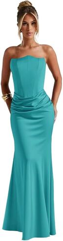 Xigeyuan Strapless Prom Dresses 2026 Satin Bridesmaid Dresses Long Mermaid Corset Formal Evening Dresses in Saudi Arabia
