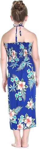 Matchable Hawaiian Luau Father Daughter Men Shirt or Girl Halter Dress in Hibiscus Blue in Saudi Arabia