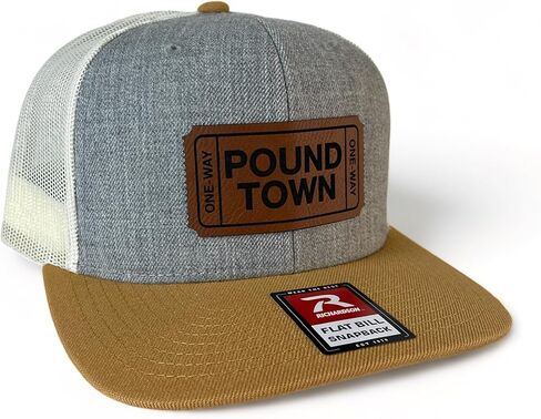 Pound Town hat Funny Daddy Joke Trucker hat, Laser Engraved Vegan Leather Patch, Richardson 112 Snapback in Saudi Arabia