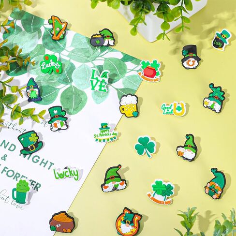 FYSUIMU St. Patrick's Day Pins Green Gnome Shamrock Clover PVC Plastic Brooch Pins for Irish St. Patrick's Day Party Decorations Supplies Goodie Bag Stuffer 24 Pcs in Saudi Arabia