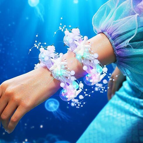 سوار حورية البحر المضيء من GEMILY إكسسوارات يد LED بيضاء على شكل نجم البحر للنساء in Saudi Arabia