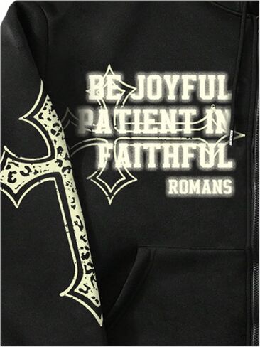 Floerns Men's Goth Zip Up Hoodie Long Sleeve Cross Print Vintage Streetwear Hooded Sweatshirts Jacket in Saudi Arabia