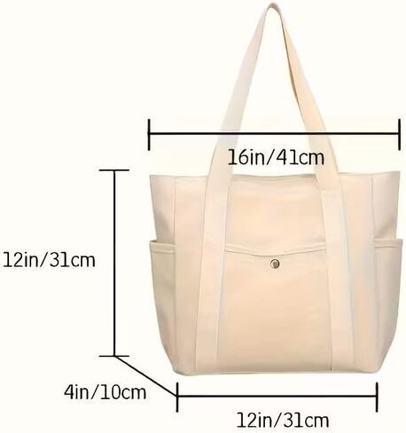 Large-Capacity Tote Bag for Women, Zipper Closure, Shoulder Bag for Work Commute & Daily Use, Black in Saudi Arabia