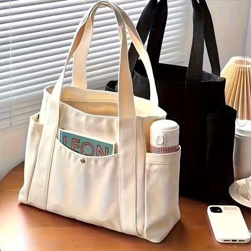Large-Capacity Tote Bag for Women, Zipper Closure, Shoulder Bag for Work Commute & Daily Use, Black in Saudi Arabia