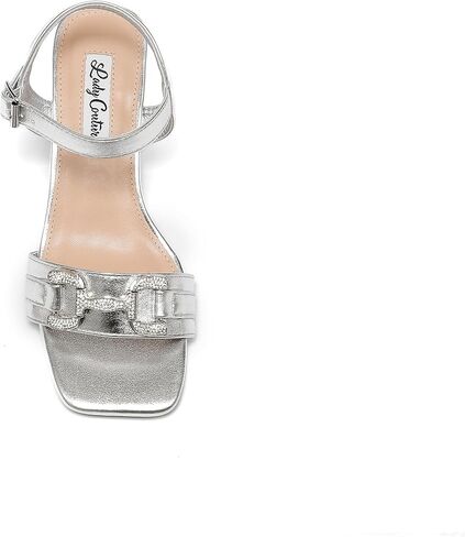 Lady Couture Women's Kitten Rhinestone Heel Strapped Sandals – SANDRA Squared Toe Heel Sandals with Decorative Front, Formal and Festive Dress Shoes with Comfort in Saudi Arabia