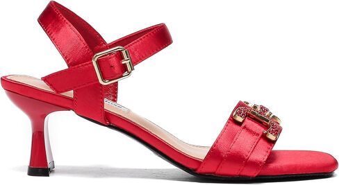 Lady Couture Women's Kitten Rhinestone Heel Strapped Sandals – SANDRA Squared Toe Heel Sandals with Decorative Front, Formal and Festive Dress Shoes with Comfort in Saudi Arabia