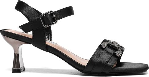 Lady Couture Women's Kitten Rhinestone Heel Strapped Sandals – SANDRA Squared Toe Heel Sandals with Decorative Front, Formal and Festive Dress Shoes with Comfort in Saudi Arabia