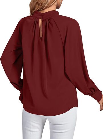 LYANER Women's Twist Hollow Out Front Mock Neck Keyhole Back Long Sleeve Office Blouse Shirt Top in Saudi Arabia