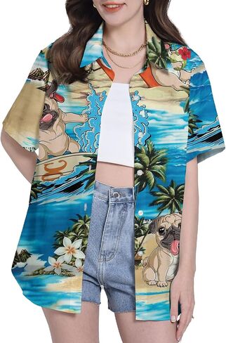 Funny Pattern Hawaiian Shirts for Women Unisex Gifts for Women Womens Casual Hawaiian Shirt for Women Hawaiian Shirts in Saudi Arabia