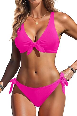 Aqua Eve Women Bikini Set - Two Piece Swimsuit Low Rise Bathing Suit Knot Tie Bikini in Saudi Arabia