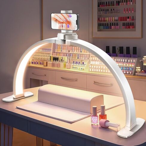 ضوء نصف القمر ضوء: قوس الراين ، LED 29in ضوء القمر مع حامل الهاتف Stand 3 ألوان فاتحة /10 مستويات السطوع - Salon Professional Salon Media Media Tech in Kuwait