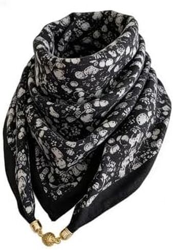 Printed Magnetic Square Scarf, Cotton Linen Satin Scarf For Women Autumn Winter Style in Saudi Arabia