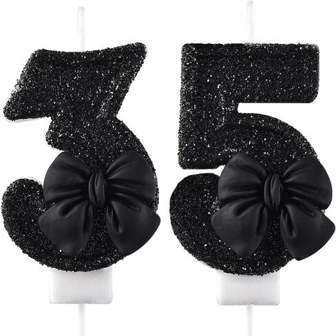 شمعة عيد ميلاد AOOLADA 35 و53، شموع الكيك 35 و53، شموع عيد ميلاد رقم 35 و53 لتزيين الجزء العلوي من الكعك، أسود in Kuwait