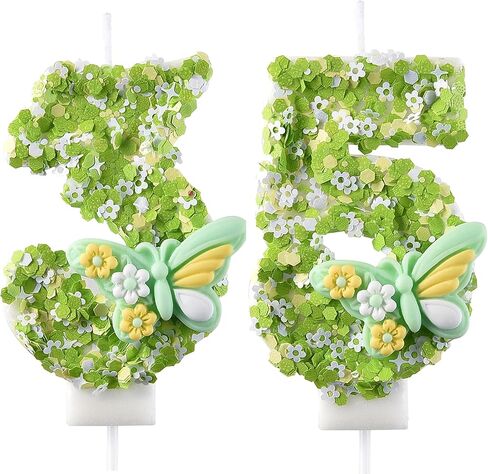شمعة عيد ميلاد AOOLADA 35 و53، شموع الكيك 35 و53، شموع عيد ميلاد رقم 35 و53 لتزيين الجزء العلوي من الكعك، أسود in Kuwait
