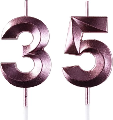 شمعة عيد ميلاد AOOLADA 35 و53، شموع الكيك 35 و53، شموع عيد ميلاد رقم 35 و53 لتزيين الجزء العلوي من الكعك، أسود in Kuwait