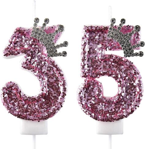 شمعة عيد ميلاد AOOLADA 35 و53، شموع الكيك 35 و53، شموع عيد ميلاد رقم 35 و53 لتزيين الجزء العلوي من الكعك، أسود in Kuwait