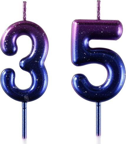 AOOLADA 35 & 53 Birthday Candle, 35th & 53rd Cake Candles, Number 35 & 53 Birthday Candles for Cake Topper Decoration, Black in Saudi Arabia