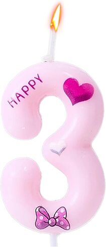 Gezan Pink Bow Birthday Candles Number 2 Candles Pink Birthday Candles for Cake Birthday Decorations for Girl,Women,Sweet One Birthday Party Decorations (Number 2) in Saudi Arabia