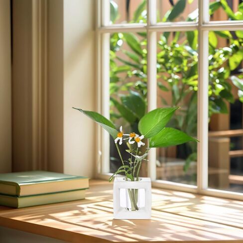 ORGJ Ceramic Propagation Station - 2-in-1 Water Propagation Vase & Aroma Diffuser for Plants, Geometric Propagation Tubes with Plant Rooting Containers, Modern White Decor in Saudi Arabia