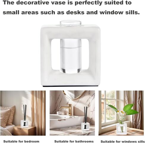 ORGJ Ceramic Propagation Station - 2-in-1 Water Propagation Vase & Aroma Diffuser for Plants, Geometric Propagation Tubes with Plant Rooting Containers, Modern White Decor in Saudi Arabia