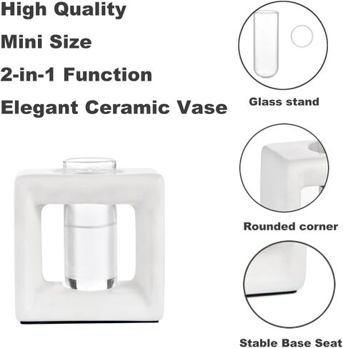 ORGJ Ceramic Propagation Station - 2-in-1 Water Propagation Vase & Aroma Diffuser for Plants, Geometric Propagation Tubes with Plant Rooting Containers, Modern White Decor in Saudi Arabia