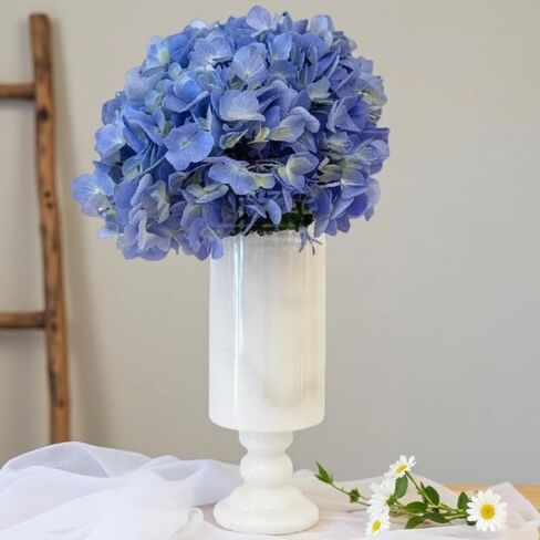 WeDoDecor White Vase Real Marble for Home Centerpiece for Dining Table, 10 inch Stone Flower Vase or Desk Décor for Bouquet and Pampas Grass, French Boho Style in Saudi Arabia
