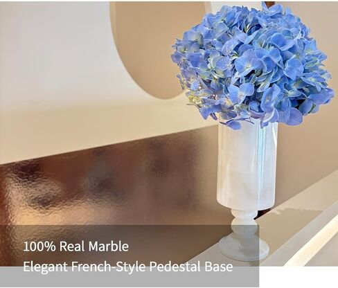 WeDoDecor White Vase Real Marble for Home Centerpiece for Dining Table, 10 inch Stone Flower Vase or Desk Décor for Bouquet and Pampas Grass, French Boho Style in Saudi Arabia