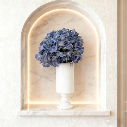 WeDoDecor White Vase Real Marble for Home Centerpiece for Dining Table, 10 inch Stone Flower Vase or Desk Décor for Bouquet and Pampas Grass, French Boho Style in Saudi Arabia