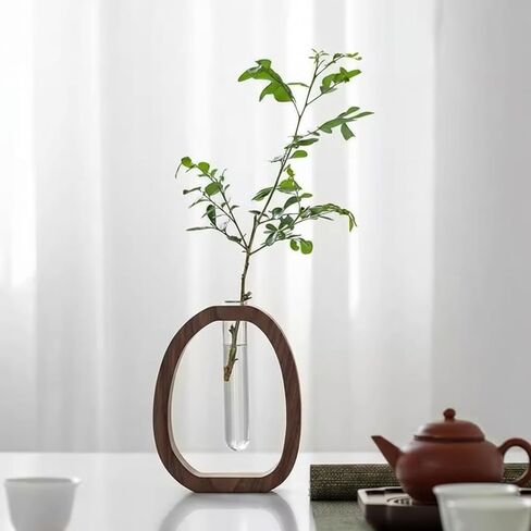 مزهرية زجاجية ذات إطار صلب ومزهرية مائية على سطح الطاولة على شكل أنبوب اختبار، مناسبة لتزيين طاولة الطعام، وتزيين سطح الطاولة في المنزل، والنمط البوهيمي الحديث in Saudi Arabia
