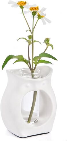 ORGJ Ceramic Propagation Station - 2-in-1 Water Propagation Vase & Aroma Diffuser for Plants, Geometric Propagation Tubes with Plant Rooting Containers, Modern White Decor in Saudi Arabia