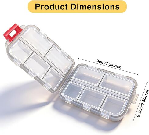 Travel Pill Organizer,10 Compartments Portable Pill Case,Daily Pill Box to Hold Vitamins,Fish Oils Small Pill Organizer (Black in Saudi Arabia