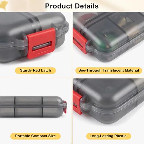Travel Pill Organizer,10 Compartments Portable Pill Case,Daily Pill Box to Hold Vitamins,Fish Oils Small Pill Organizer (Black in Saudi Arabia